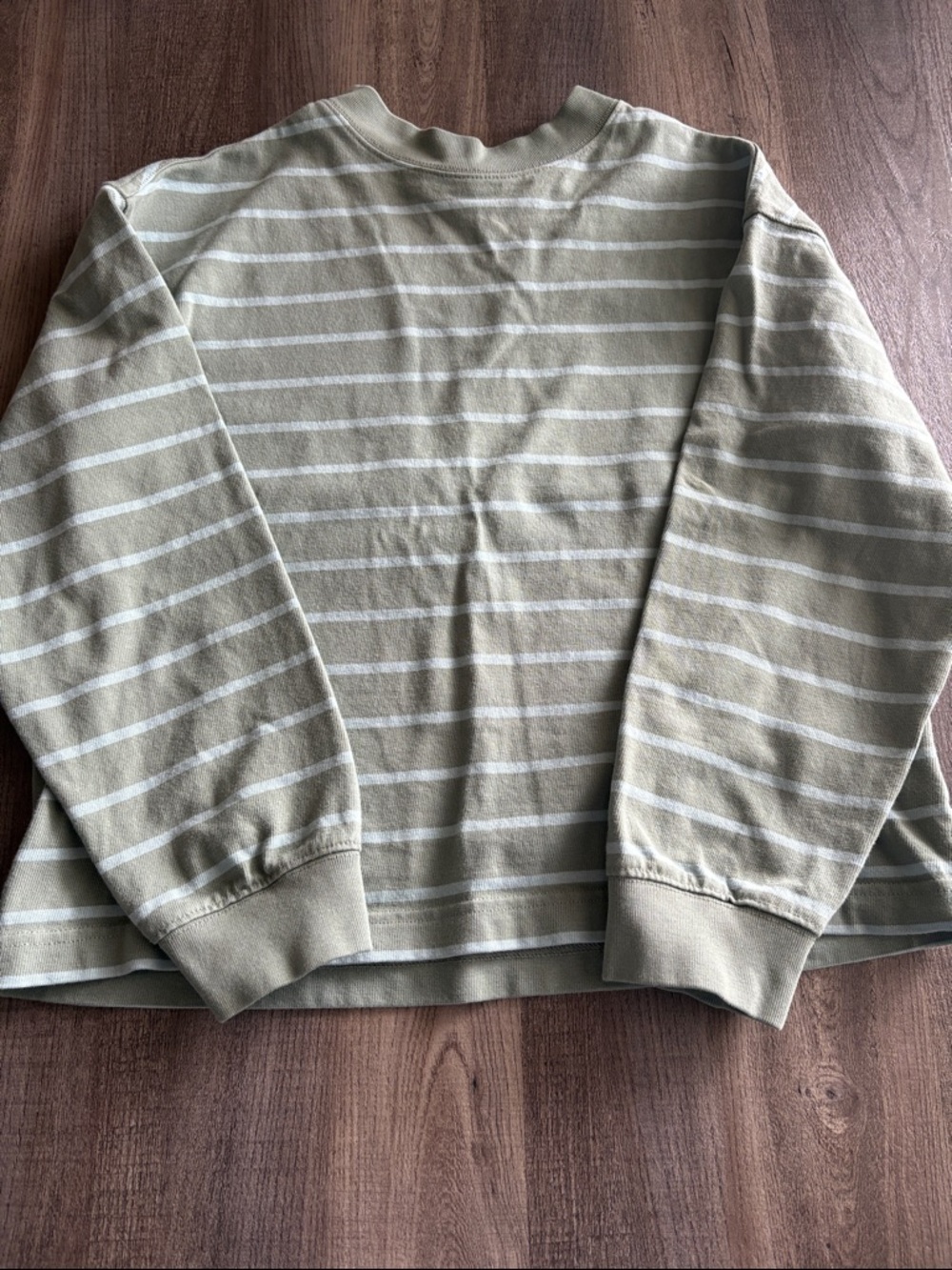 Boys Striped Crewneck Sweater - Olive Green